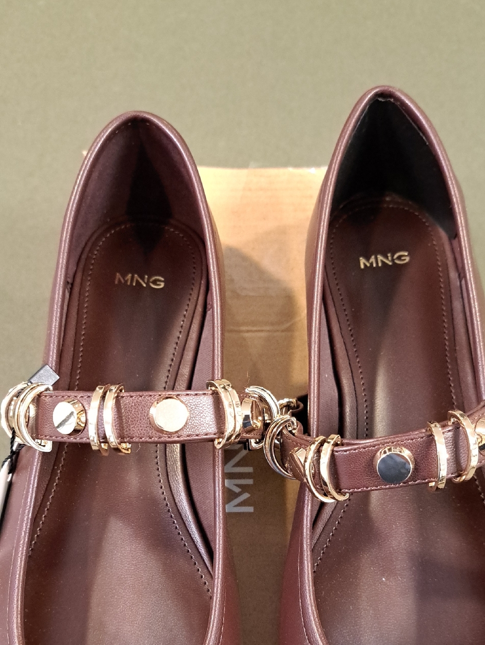 Mango Ballet flat w/ metallic strap details - Color: Burgundy/Gold - Size: EU42 - Picture 5 of 11